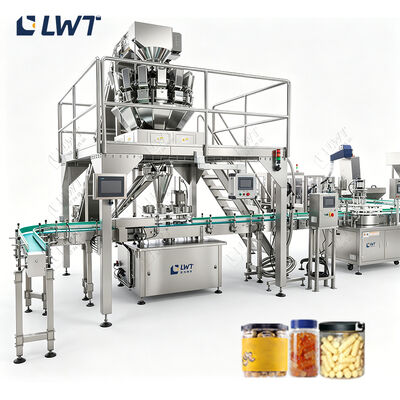 3000 Bottles/H Potato Chips Filling Production Line with 14-Head Intelligent Weighing and Food-Grade 316 Stainless Steel
